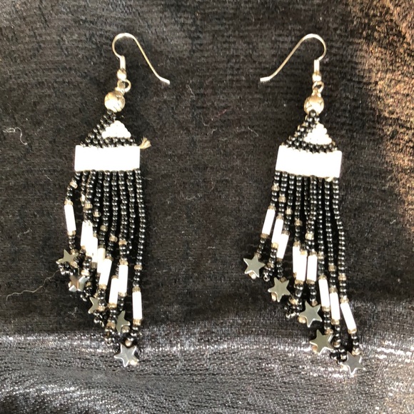 Jewelry - Black and white Tassels earrings
